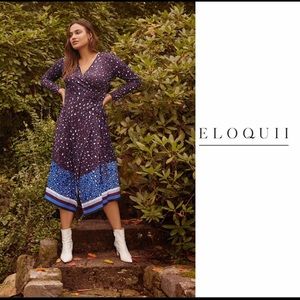 Eloquii Printed Colorblock Wrap Dress